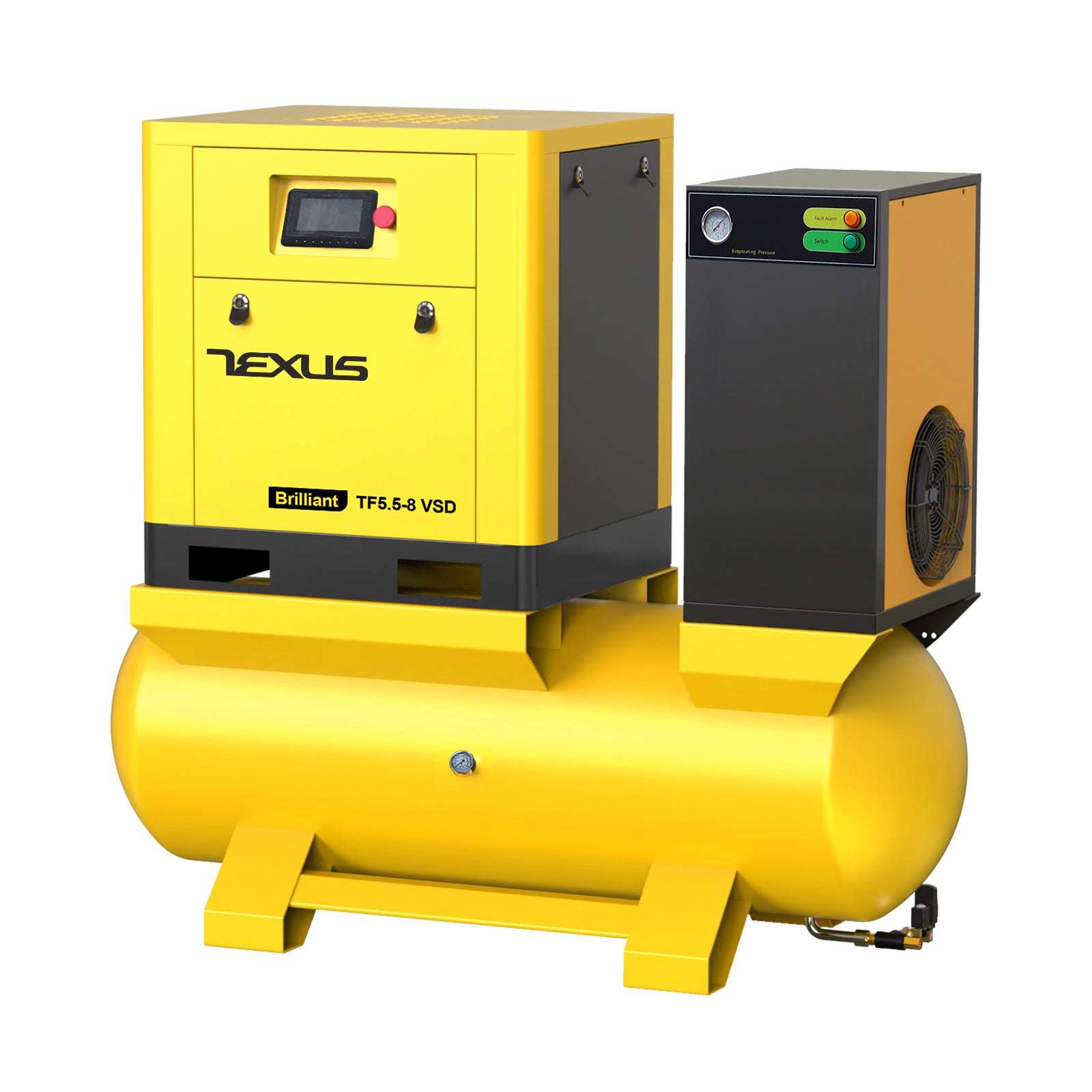 TF Series 7.5HP 5.5KW TEXUS Portable Rotary Screw Air Compressor | 29CFM @ 116PSI | 480V 3-Phase 60Hz | RP3/4" | VSD