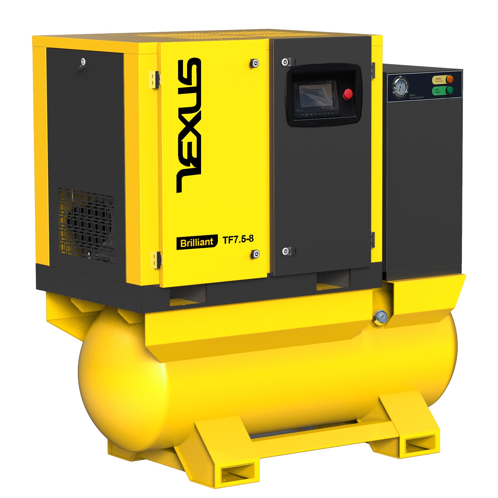 TF Series 10HP 7.5KW TEXUS Portable Rotary Screw Air Compressor | 39CFM @ 116PSI | 230V 3-Phase 60Hz | RP3/4" | VSD