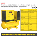 TF Series 7.5HP 5.5KW TEXUS Portable Rotary Screw Air Compressor | 29CFM @ 116PSI | 480V 3-Phase 60Hz | RP3/4" | VSD