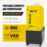 TC Series 7.5HP 5.5KW TEXUS Portable Rotary Screw Air Compressor | 27.19CFM @ 116PSI | 220V 3-Phase 60Hz | RP3/4" | VSD