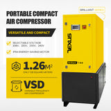 TC Series 10HP 7.5KW TEXUS Portable Rotary Screw Air Compressor | 37.43CFM @ 116PSI | 220V 3-Phase 60Hz | RP3/4" | VSD