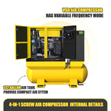 TF Series20HP 15KW TEXUS Portable Rotary Screw Air Compressor | 80CFM @ 125PSI | 480V 3-Phase 60Hz | RP3/4" | VSD