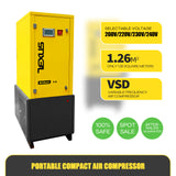 TC Series 5HP 4kW TEXUS Portable Rotary Screw Air Compressor | 19.42CFM @ 116PSI | 220V 3-Phase 60Hz | RP3/4" | VSD