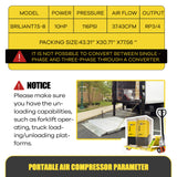 TC Series 10HP 7.5KW TEXUS Portable Rotary Screw Air Compressor | 37.43CFM @ 116PSI | 220V 3-Phase 60Hz | RP3/4" | VSD