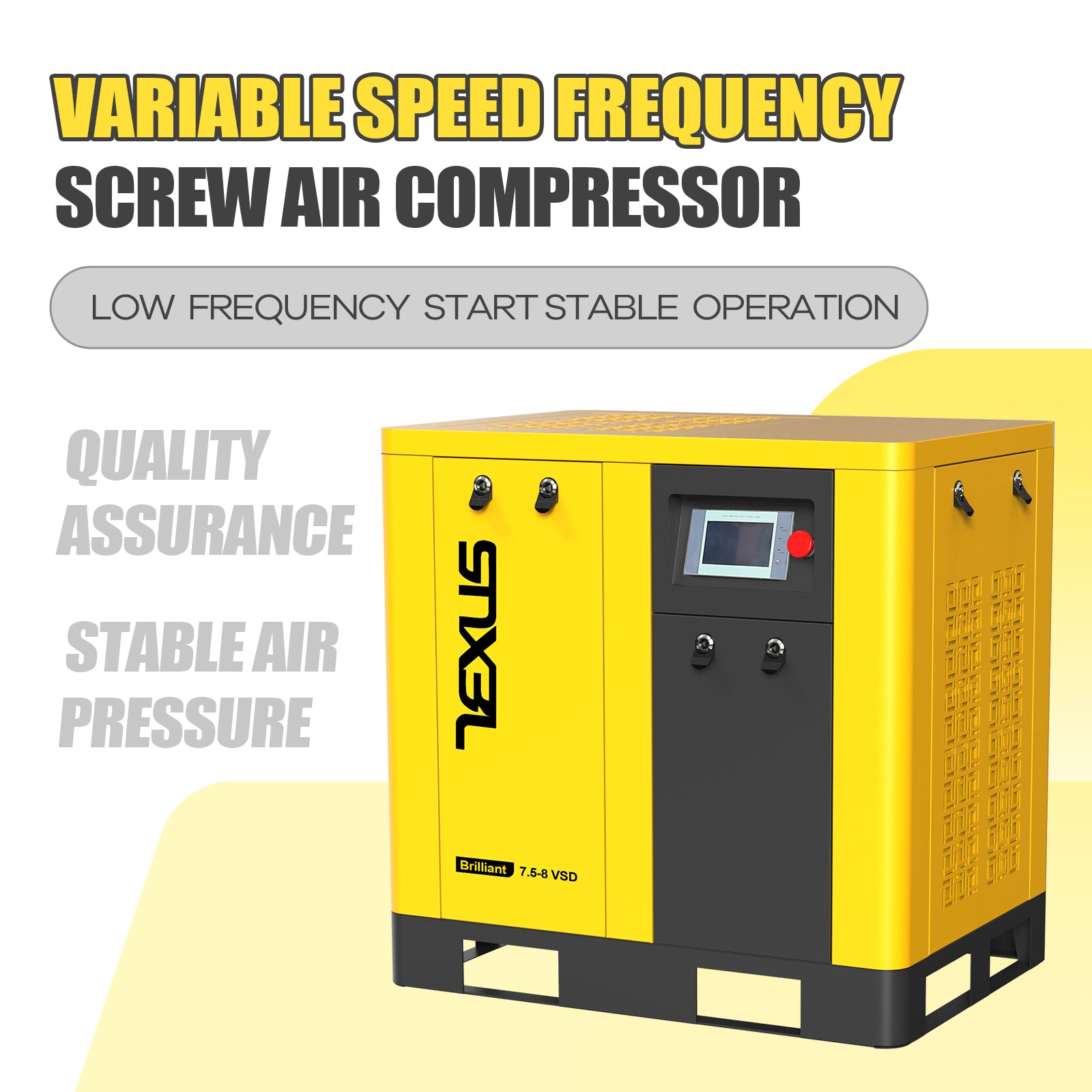 10HP 7.5kW VSD Rotary Screw Air Compressor – 37.43 CFM @ 116PSI, 220V 3-Phase, RP1/2