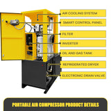 TC Series 5HP 4kW TEXUS Portable Rotary Screw Air Compressor | 19.42CFM @ 116PSI | 220V 3-Phase 60Hz | RP3/4" | VSD