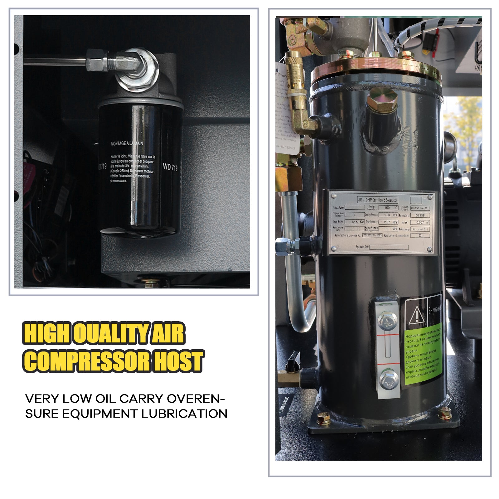 10HP 7.5kW Rotary Screw Air Compressor – 37.43 CFM @ 116PSI, 220V 3-Phase, RP1/2