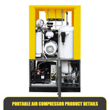 TC Series 5HP 4kW TEXUS Portable Rotary Screw Air Compressor | 19.42CFM @ 116PSI | 220V 3-Phase 60Hz | RP3/4" | VSD
