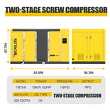 TB Series 7.5HP 5.5KW TEXUS Screw Air Compressor | 29CFM @ 116PSI | 230V 3-Phase 60Hz | RP3/4" | VSD