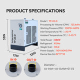 123CFM Refrigerated Air Dryer, 110V/60Hz, for Up to 30HP Air Compressors
