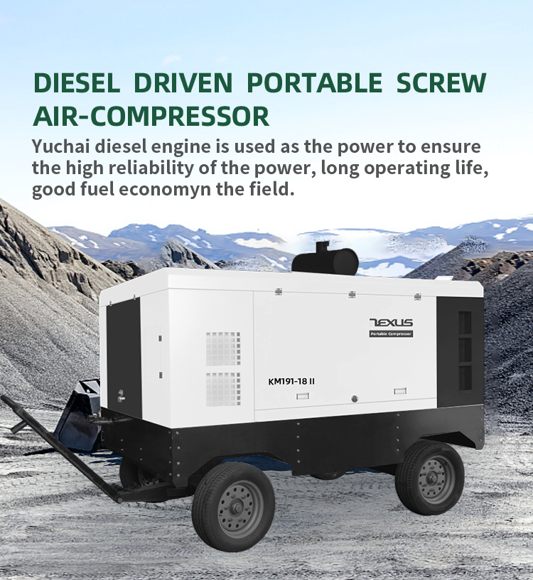 Diesel Driven Portable Screw Air-compressor